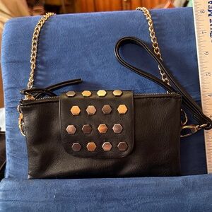 Olivia Miller Black Studded Crossbody Bag with Gold Strap, NWOT, MAKE AN OFFER!!